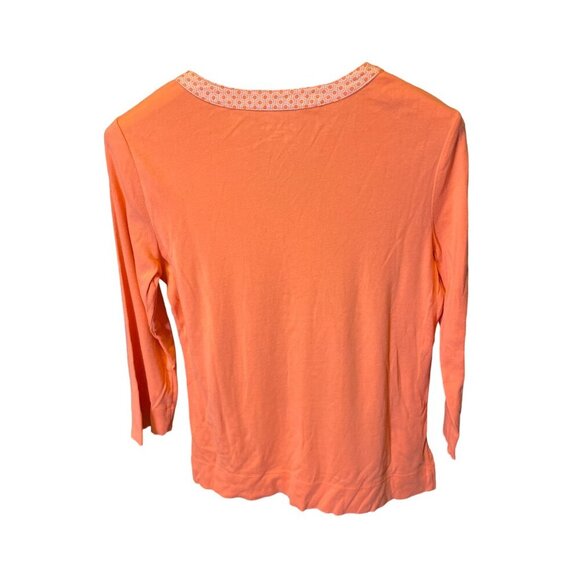 St. John's Bay Orange Three Quarter Sleeve Notched V-Neck Top SZ Medium - Picture 2 of 7